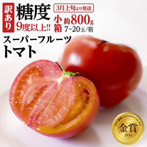 糖度9度以上 訳あり トマト 【 2025年収穫分 先行予約 】《訳あり》 スーパーフルーツトマト 小箱 約800g（7～20玉）× 1箱 糖度9度以上 フルーツトマト トマト 2025年3月上旬発送開始 とまと 野菜 [BC042sa]