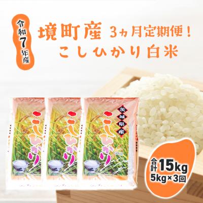 ふるさと納税 境町 【3ヶ月連続定期便】令和7年産 境町のこだわり「こしひかり」 白米5kg×3回(合計15kg)