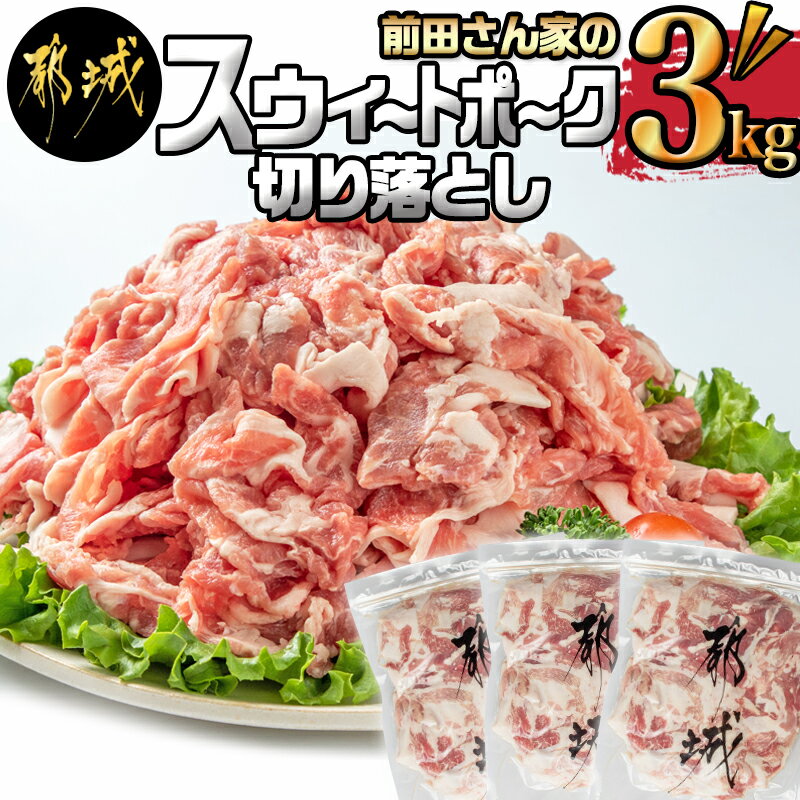【ふるさと納税】都城産「前田さん家のスウィートポーク」切り落とし1kg×3袋 - 豚肉 1キロ入り×3袋 計3キロ 切落し肉 冷凍保存 チャック付き袋 送料無料 13-8901【宮崎県都城市は2年連続ふるさと納税日本一！】