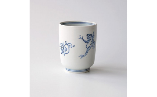 【たち吉】鳥獣戯画 湯呑 染付