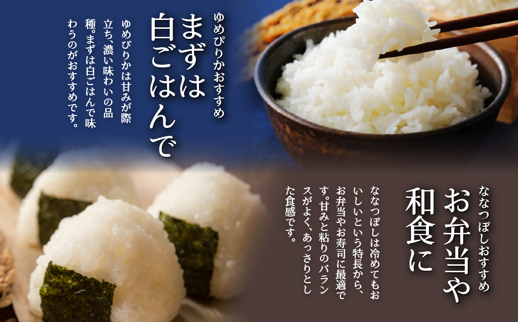 【令和7年産米】【3ヶ月定期配送】（無洗米600g）食べ比べセット（ゆめぴりか、ななつぼし） SBTD165