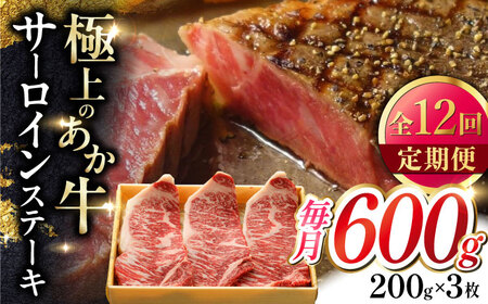 【全12回定期便】あか牛サーロインステーキ 200g×3枚 【有限会社 三協畜産】[YCG169]