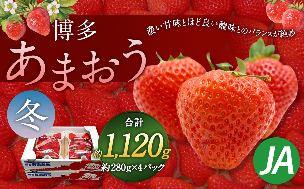 
博多 あまおう 4パック（冬）【2024年12月上旬～2025年1月下旬発送予定】
