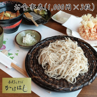手打ちそば　かけはしの3000円分お食事券【1579181】