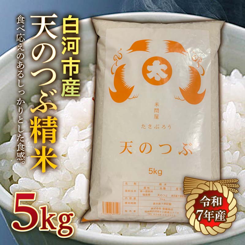 【ふるさと納税】令和7年産米 白河市産天のつぶ精米5kg 米 お米 コメ ごはん ご飯 食品 F25R-006