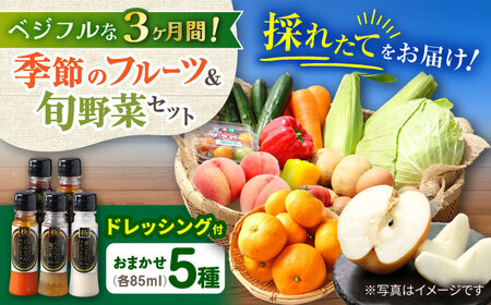 【3回定期便】野菜・果物の詰合せと極みドレッシング85ml×5本 / 野菜 やさい 果物 くだもの フルーツ ふるーつ ドレッシング  / 大村市 / おおむら夢ファームシュシュ[ACAA218]