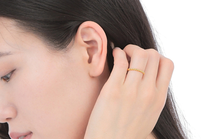 K18　ボールデザインリング　Ｒ3999-Ｙ　イエローゴールド【サイズ：6号～18号（0.5号刻み対応可）】