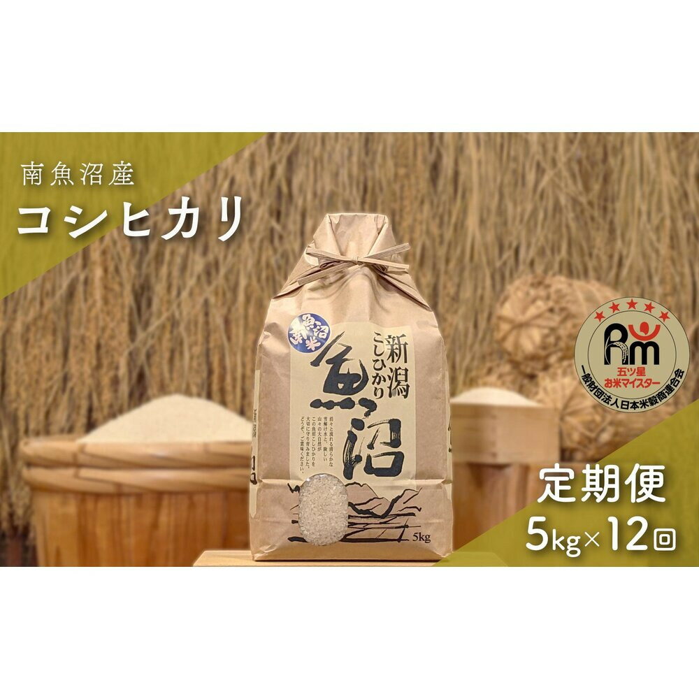 【ふるさと納税】【新米】令和7年産「五つ星お米マイスター」の南魚沼産コシヒカリ　精米5kg×12回（毎月定期便） | お米 こめ 白米 新之助 食品 人気 おすすめ 送料無料 魚沼 南魚沼