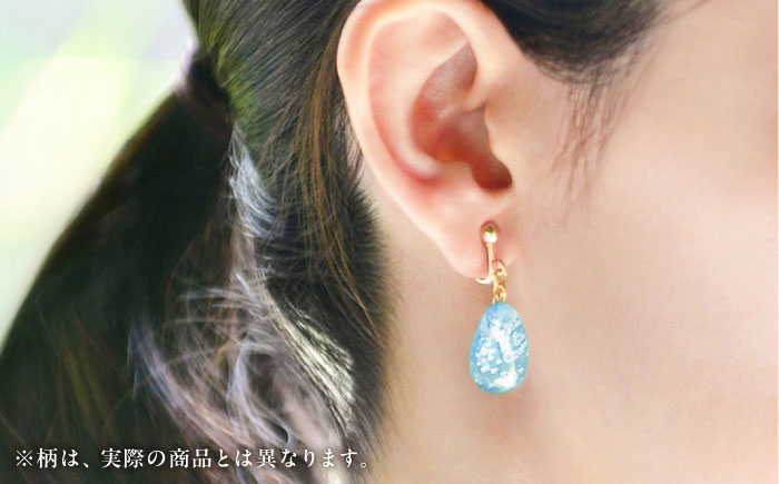 IKAZAKI WASHI JEWERLY しずくイヤリング「ブルー」花柄／アクセサリー イヤリング ジュエリー 和紙 伝統工芸 内子町【株式会社五十崎社中】 [BKCN005]