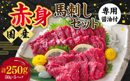 ＜ R8年熊本地震復興支援 ＞ 【ふるさと納税】国産 熊本 馬刺し 「赤身馬刺しセット 250g 5人前」赤身 専用醤油 ブロック 冷凍 生食用 プレゼント 贈り物 内祝い