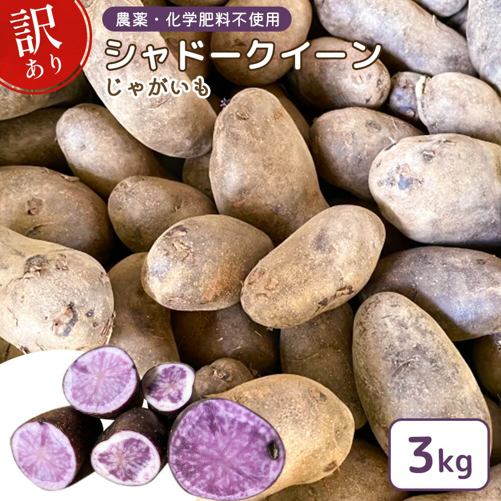 【ふるさと納税】【訳あり】【農薬・化学肥料不使用】じゃがいも 計3kg（シャドークイーンのみ） | 農薬不使用 化学肥料不使用 じゃがいも ジャガイモ シャドークイーン 芋 料理 国産 お取り寄せ 宮城県 白石市 白石【55002】