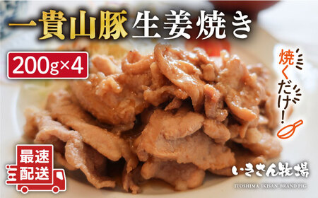 焼くだけ定番おかず！一貴山豚生姜焼き4個 いきさん牧場 《糸島》[AGB004] 生姜焼き 冷凍 焼くだけ 子供も 豚肉 福岡