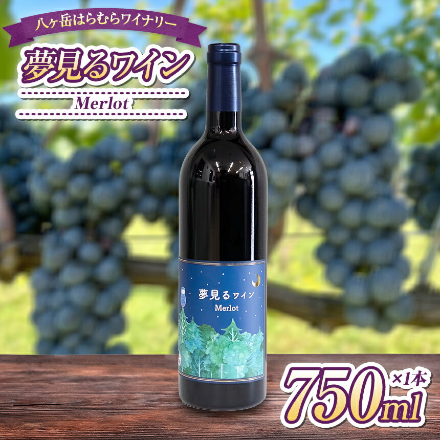 【ふるさと納税】 八ヶ岳はらむらワイナリー 夢見るワイン Merlot 箱入り 1本 | 酒 ワイン 赤 赤ワイン アルコール メルロー ミディアムボディ ギフト 化粧箱 信州 八ヶ岳 長野県 諏訪郡 原村