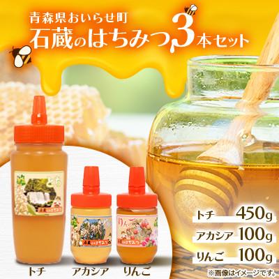ふるさと納税 おいらせ町 石蔵のはちみつ3本セット(トチはちみつ450g、アカシアはちみつ100g、りんごはちみつ100g)