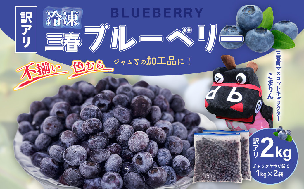 
                  【訳アリ】三春冷凍ブルーベリー 1kg×2袋／計2kg【三春町産 冷凍ブルーベリー 大粒 福島県 三春町 三春ブルーベリー倶楽部 有機質肥料 果物 国産 フルーツ 果実 旬】　【07521-0110】
                