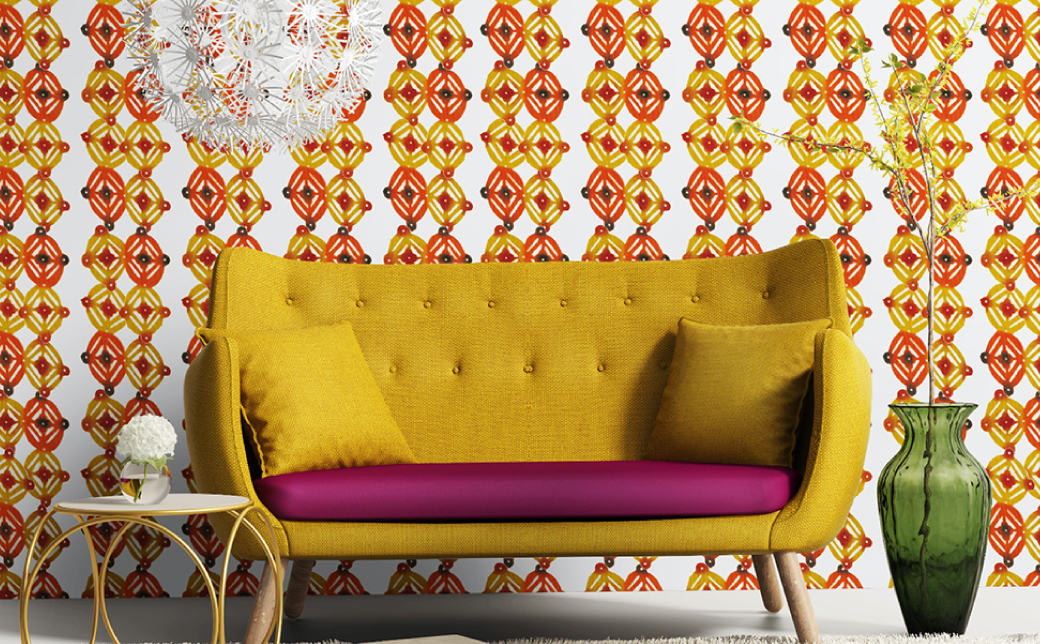 紅型壁紙 2m KOMON 小紋 | 紅琉 BINRYU アラヤプランニング株式会社 | 沖縄 伝統工芸 びんがた 紅型 | 防炎 抗菌 壁紙 | テキスタイル インテリア モダン ナチュラル | 柄