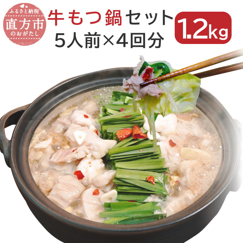 【ふるさと納税】もつ鍋セット 5人前×4回分 合計20人前 スープ付き ホルモン1.2kg ホルモン モツ鍋 醤油ベース 鍋 送料無料