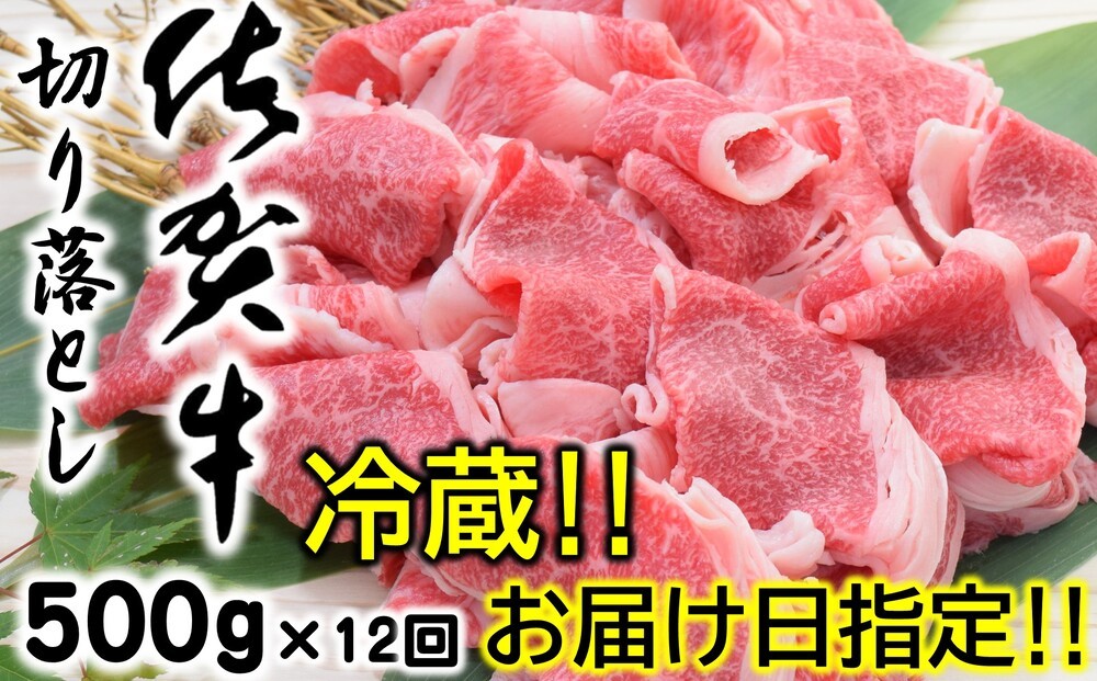 
                  【定期便】【冷蔵・お届け日指定】佐賀牛切り落とし500g×12回
                