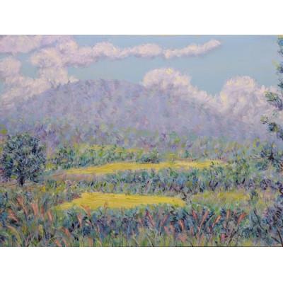 ふるさと納税 天理市 風景画・景行天皇陵〜三輪山【山辺の道】(A3サイズ複製画・額装込)