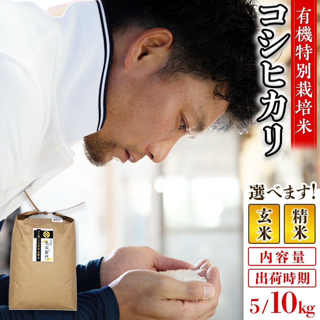 【ふるさと納税】＼ 精米種別・出荷時期・内容量が選べます！ ／ 令和7年産 三百年続く農家の 有機特別栽培米 コシヒカリ 5kg 10kg 有機栽培 農創 米 こめ コメ ごはん ご飯 精米 白米 国産 茨城県産 おいしい
