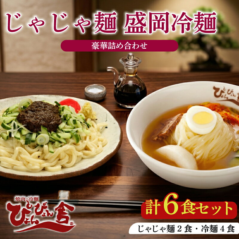 冷麺 じゃじゃ麺 ぴょんぴょん舎 合計6食 セット 盛岡名物 詰め合わせ 麺 めん 麺類 牛骨 スープ キムチ じゃじゃ味噌 味噌 食べ比べ　【 岩手県盛岡市 】