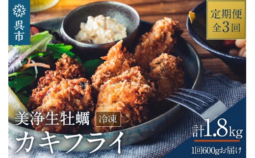 【定期便 3か月】中野水産 美浄生牡蠣 冷凍カキフライ 国産 大粒 かきフライ 便利 小分け 惣菜 おかず お弁当 簡単 海鮮 送料無料 広島県 呉市