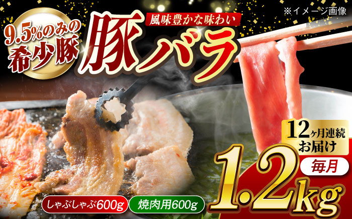 
                  【月1回約1.2kg×12回定期便】大西海SPF豚 バラ（焼肉＆しゃぶしゃぶ用）計約14.4kg 長崎県/長崎県農協直販 [42ZZAA103]
                
