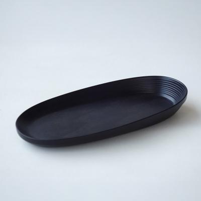 ふるさと納税 弘前市 BUNACO オーバルプレート paume(ブラック)1個|24_brb-090101a |  | 01