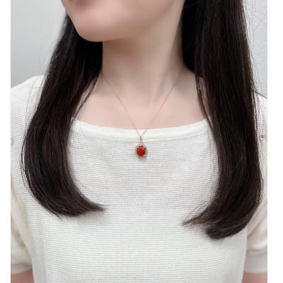 ふるさと納税 山梨県 K18イエローゴールド 血赤 珊瑚 オーバル ダイヤ ネックレス【TK-14511】 |  | 02