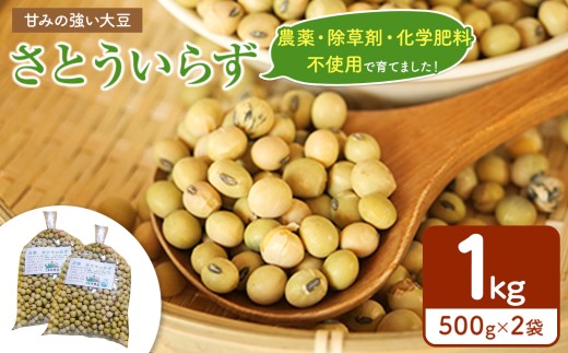 大豆 さとういらず 農薬・除草剤・化学肥料 不使用の農地で栽培・ 500gx2袋 真岡市 栃木県 送料無料