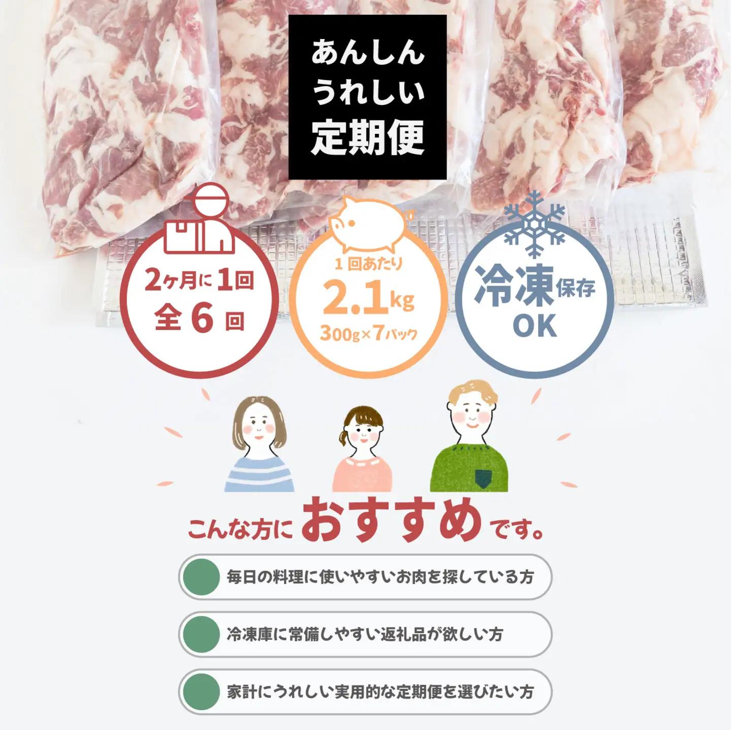 【定期便6回】富士湧水ポーク 切り落とし 2.1kg （300g×7パック） 豚肉