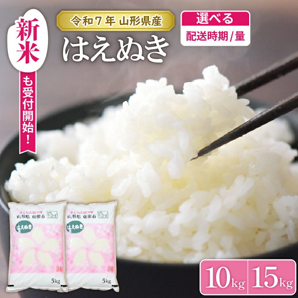 【令和5年産】発送時期が選べる はえぬき 10kg と 15kg が選べる 山形県 東根市産米 新米 先行予約 お試し 山形 東根市 送料無料 東北 白米 精米 お米 こめ ブランド米 ごはん ご飯 おにぎり 米どころ お取り寄せグルメ