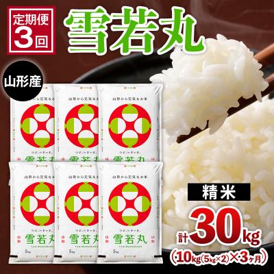 ふるさと納税 山形市 【定期便3回】山形産 雪若丸 10kg(5kg×2)x3ヶ月(計30kg) FZ26-779