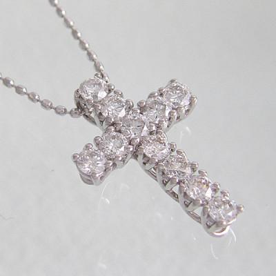 ふるさと納税 南アルプス市 ejブランド『ロマネスク』クロスネックレス Pt900 /ダイヤモンド0.50ct