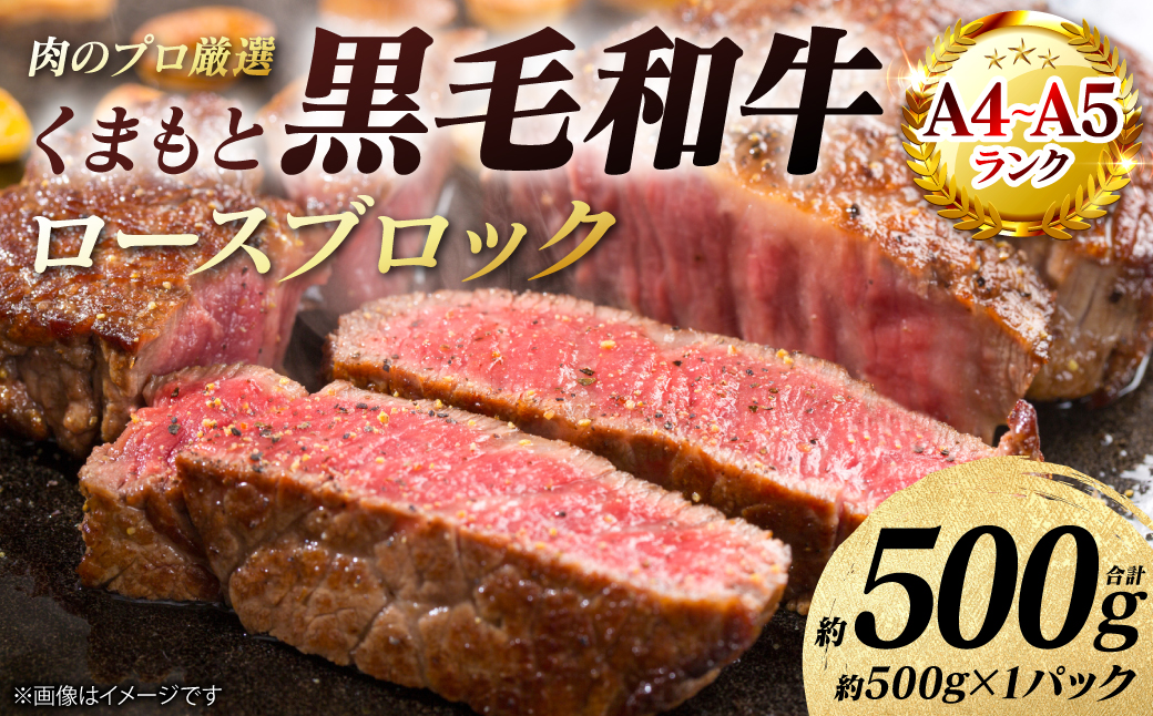 【A4～A5ランク】 くまもと黒毛和牛 ロース ブロック 約500g （約500g×1パック） 和牛 牛肉 お肉 ロース 黒毛和牛 冷凍 焼肉 BBQ おかず ギフト 熊本県 八代市