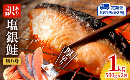 塩銀鮭 訳あり 厚切り 切身 塩銀鮭【1kg(500g×2袋)】【毎月定期便2回】