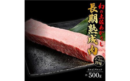 エイジング工法 熟成肉 土佐あかうし 特選カルビ ブロック 約500g 冷凍 【株式会社LATERAL】 [ATAY070]