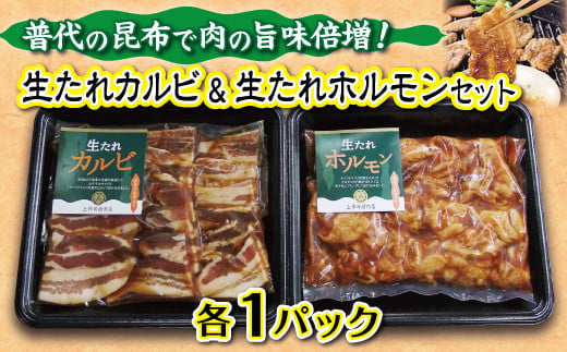 
普代の昆布でお肉もよろコンブ♪生たれカルビ＆生たれホルモン(各1パック） 味付け肉 豚肉
