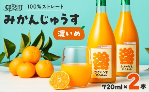 ささのうち農園の みかんじゅうす「濃いめ」2本セット【 100％ストレートみかんジュース 柑橘飲料 化粧箱入り 果物 みかん ギフト ささのうち農園 三重県 御浜町   】