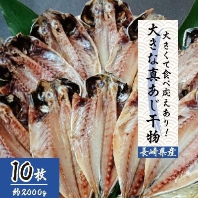 大きな真あじ干物　10枚(約2000g)【配送不可地域：離島】【1219083】