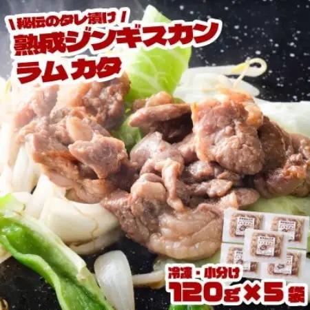 秘伝のタレ漬け 熟成 ジンギスカン ラムカタ 120g×5袋 冷凍 あんべ 安部商店【配送不可地域：離島】【1569001】
