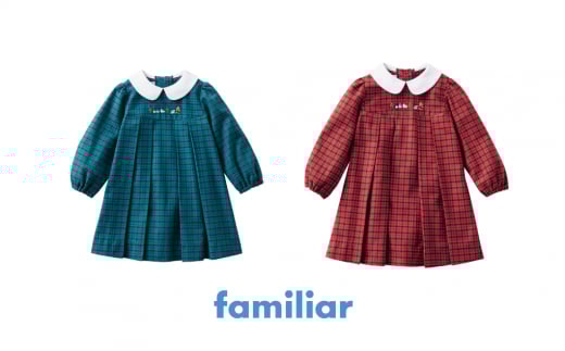 【80cm・赤系ファミリアチェック】【ファミリア（familiar）】ワンピース 80・90サイズ／80cm・赤系ファミリアチェック [№5771-7007]1362｜子ども服 ベビー服 おしゃれ かわいい 赤ちゃん ベビーウェア 高品質 耐久性 吸水性 出産祝い ギフト
