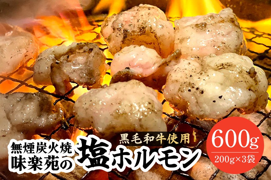 
                  味楽苑の塩ホルモン 600g (200g×3袋)│黒毛和牛 ホルモン 牛 小分け 冷凍 さっぱり 塩味 牛ホルモン 和牛 焼肉 ホルモン焼き ホルモン炒め もつ鍋 焼肉用 おつまみ 料理 味付 パック お手軽 簡単調理 岐阜県 川辺町
                