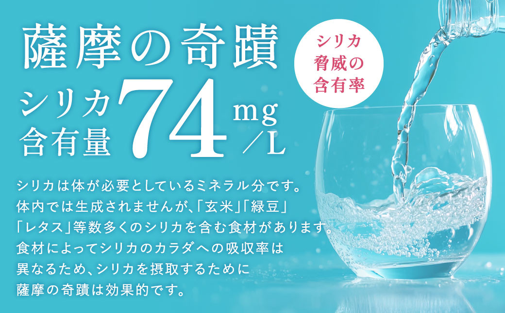 天然アルカリ温泉水 ｢薩摩の奇蹟｣2Lペットボトル×6本 超軟水(硬度0.6)のｼﾘｶ水