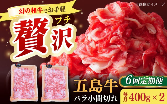 
                  【全6回定期便】【希少で上品なお肉をご家庭で！】五島牛 バラ 小間切れ 2パック（800g）切り落とし 4～5人前【ごとう農業協同組合】 [RAT013]
                