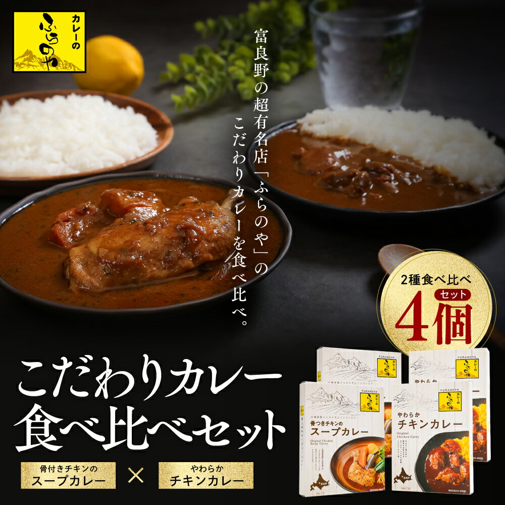 【ふるさと納税】大人気店ふらのやのこだわりカレー食べ比べセット（ルーカレー×2食・スープカレー×2食） en01-00131