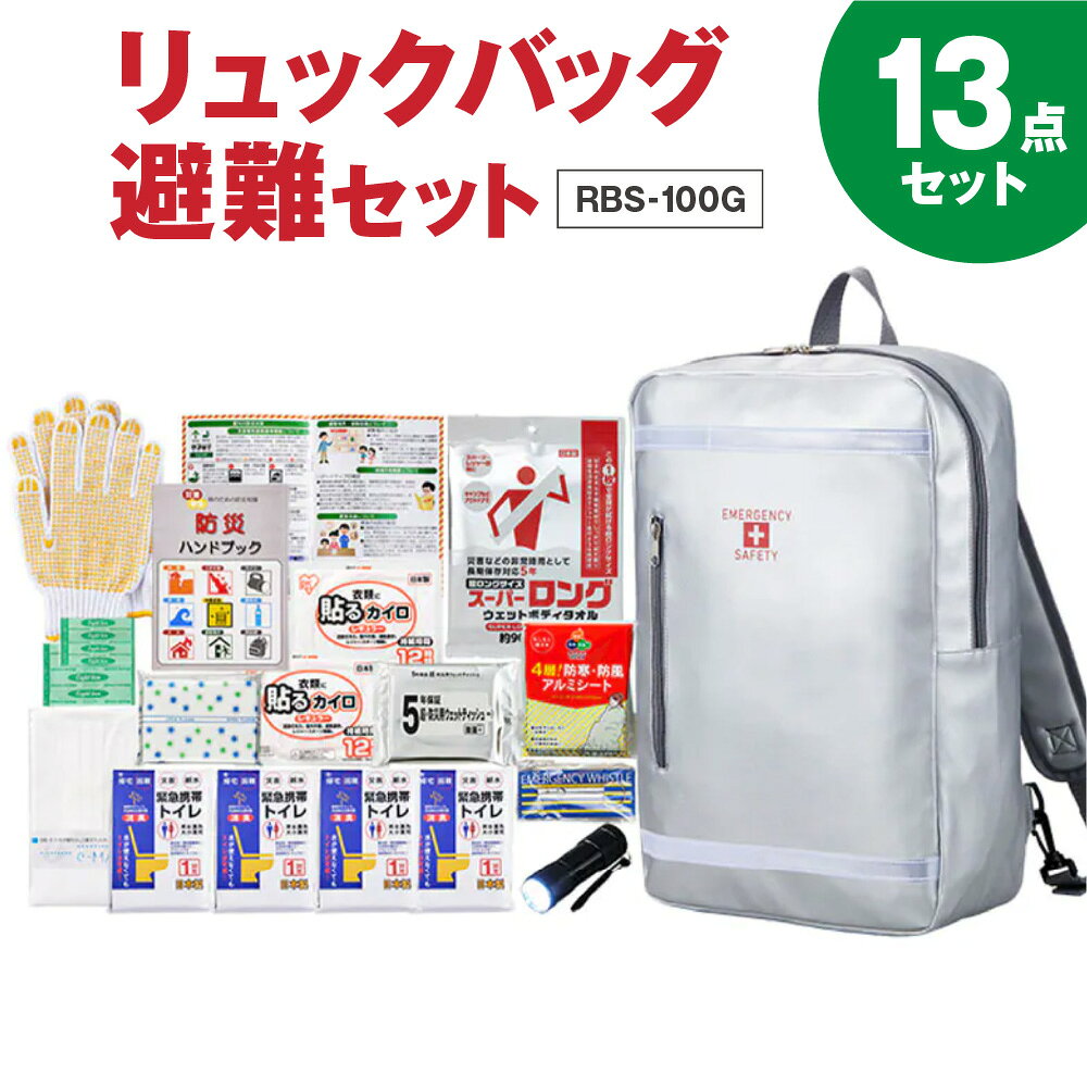 【ふるさと納税】リュックバッグ避難セット RBS-100G スマート デザイン 防災 避難グッズ 玄関 オフィス 物置 保管 長方型 スペース 省スペース 防災セット 防災リュック 非常用 送料無料 大阪市 大阪府