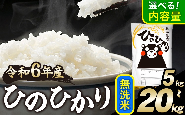 令和6年産 ひのひかり 無洗米 5kg 10kg 15kg 20kg 《7-14日以内に出荷予定(土日祝除く)》 精米 無洗米 熊本県産(南阿蘇村産含む) 単一原料米 南阿蘇村---mna_hn6_wx_r7_15000_5kg_m---