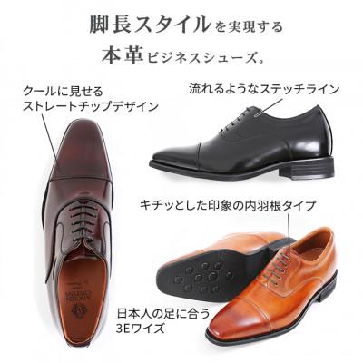 ふるさと納税 大和郡山市 牛革内羽根ストレートチップ 6cmアップシークレットシューズ No.1301 ワイン 24cm |  | 01