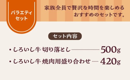 【牧場直送】しろいし牛 食卓にうれしいバラエティ セット（切り落とし 500g＆焼肉用 420g）【有限会社佐賀セントラル牧場】[IAH194]